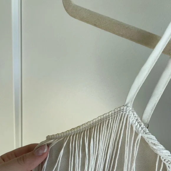 Lulus Beaded Cream Fringe Matching Set - Picture 7 of 10